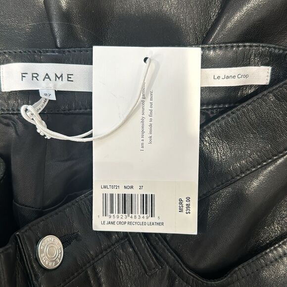 NWT FRAME Le Jane Crop Recycled Leather in Noir Revolve Size 27 - Picture 12 of 14